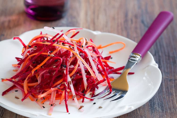 Grated Carrot and Raw Beet Salad